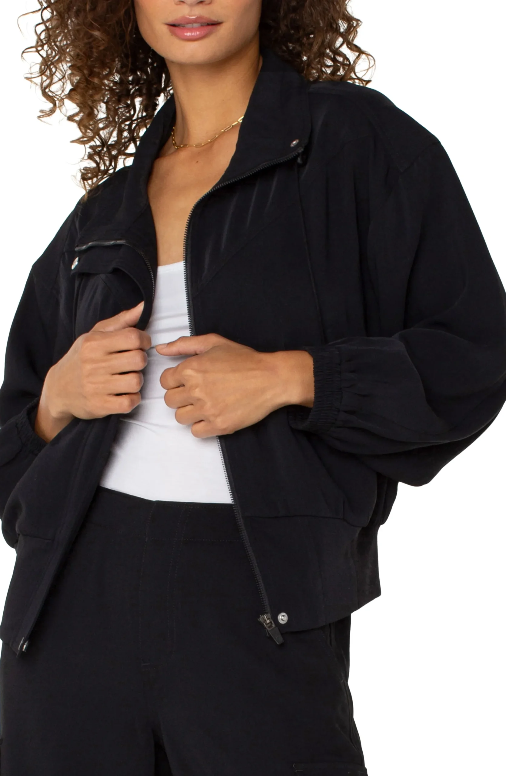 Liverpool Los Angeles Jackets-ZIP UP DOLMAN JACKET Black