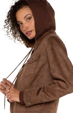 Liverpool Los Angeles Jackets-ZIP UP TRUCKER JACKET WITH REMOVABLE HOOD Vintageumber