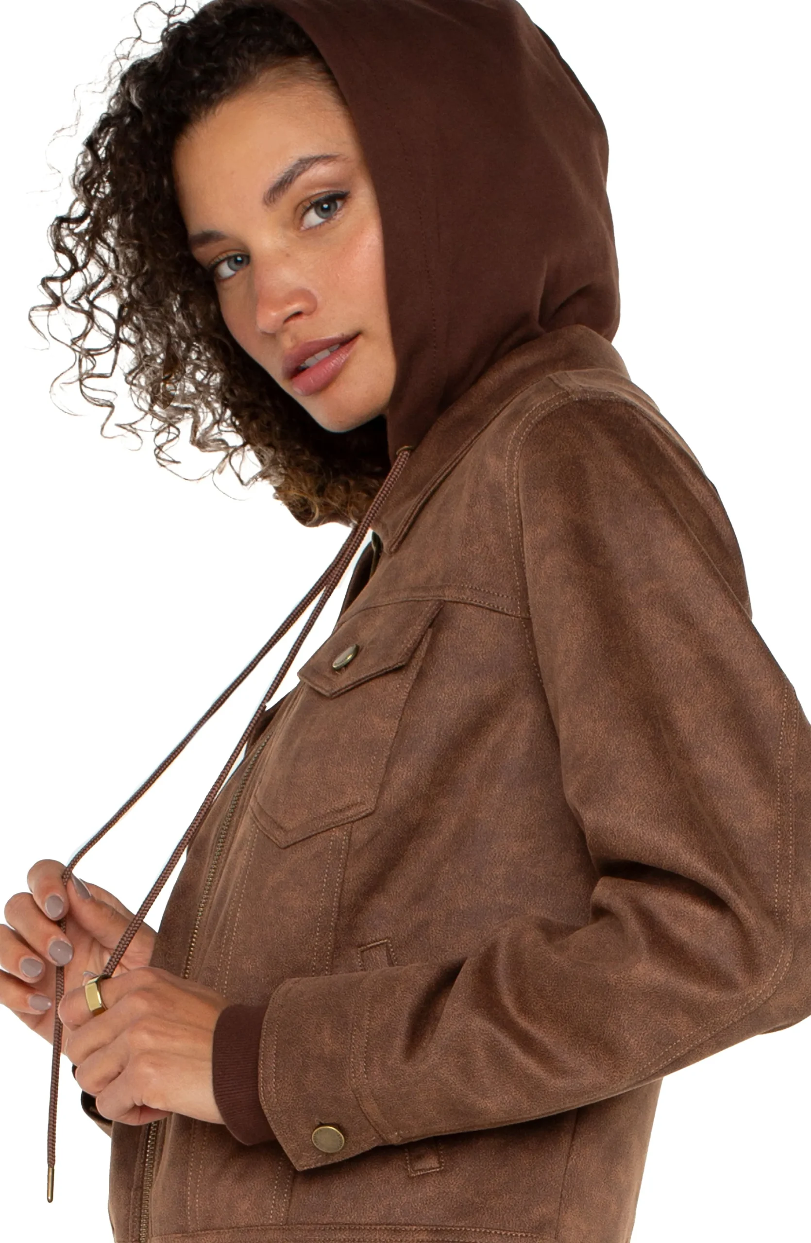 Liverpool Los Angeles Jackets-ZIP UP TRUCKER JACKET WITH REMOVABLE HOOD Vintageumber