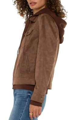 Liverpool Los Angeles Jackets-ZIP UP TRUCKER JACKET WITH REMOVABLE HOOD Vintageumber